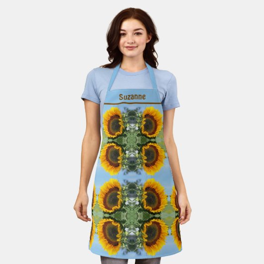 Zonnebloem in Zonneschijn Bloemen gepersonaliseerd Schort (Gedragen)