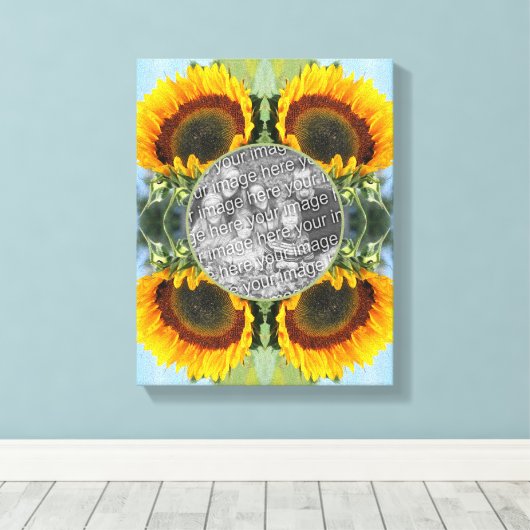 Zonnebloem in zonneschijn Creëer Uw eigen foto Canvas Afdruk (Insitu (Houten vloer))