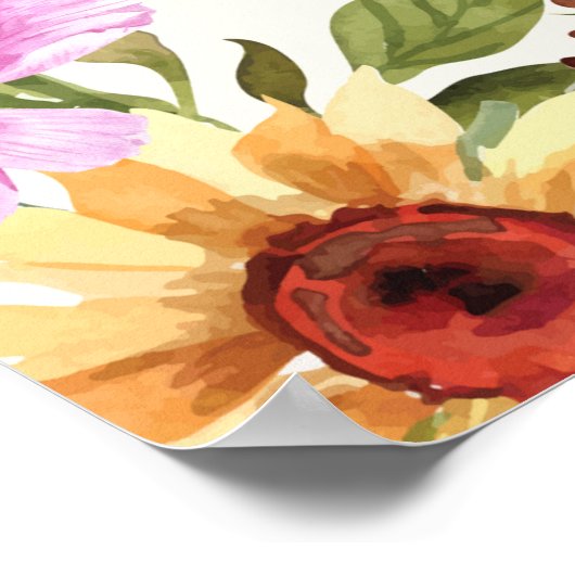 Zonnebloem Indiase paar bruiloft welkom teken Poster (Hoek)