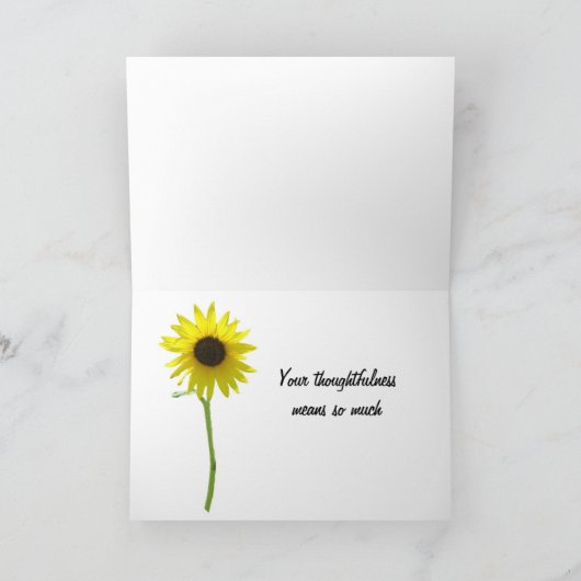 Zonnebloem ingelijst dank u kaart (Binnen)