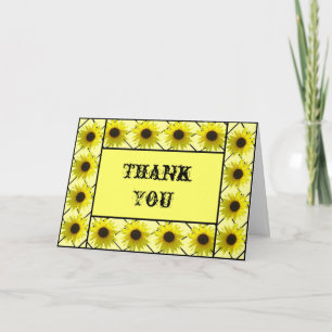 Zonnebloem ingelijst dank u kaart