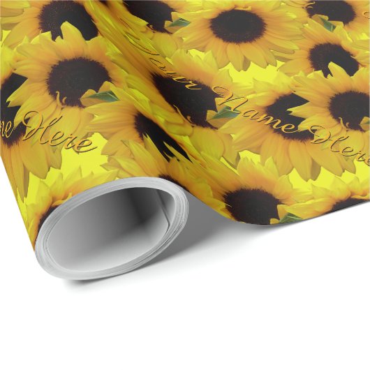 Zonnebloem inpakpapier gepersonaliseerd geschenkpa (Rol Hoek)