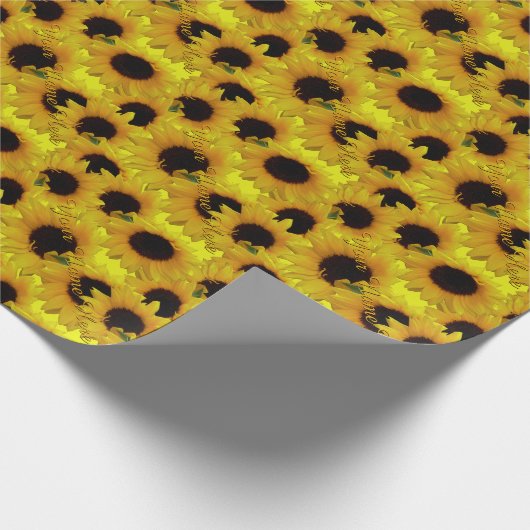 Zonnebloem inpakpapier gepersonaliseerd geschenkpa (Hoek)