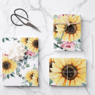 Zonnebloem Inpakpapier Plat Vel Set van 3