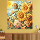 Zonnebloem inspiratie canvas afdruk (Insitu (Woonkamer))
