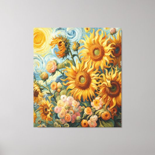 Zonnebloem inspiratie canvas afdruk (Voorkant)