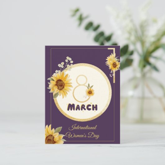 zonnebloem internationale vrouwendag 2025 maart 8 briefkaart (Staand voorkant)