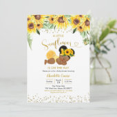 Zonnebloem is onderweg naar Afro Girl Baby shower Kaart (Staand voorkant)