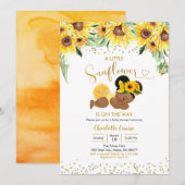 Zonnebloem is onderweg naar Afro Girl Baby shower Kaart (Voorkant / Achterkant)