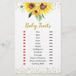 Zonnebloem is op de weg Baby shower Baby Traits