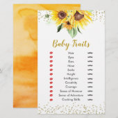 Zonnebloem is op de weg Baby shower Baby Traits (Voorkant / Achterkant)