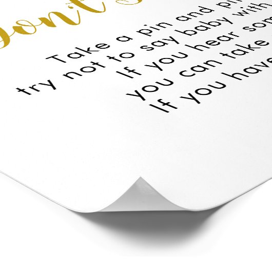 Zonnebloem is op de weg Baby shower Don't Say Baby Poster (Hoek)