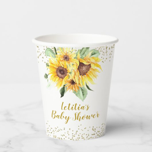 Zonnebloem is op de weg Baby shower Paper Cup Papieren Bekers (Voorkant)