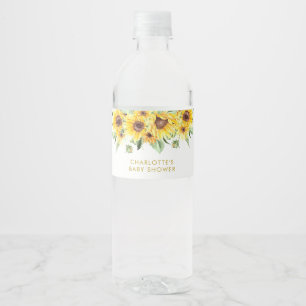 Zonnebloem is op de weg Baby showers waterfles Etiket