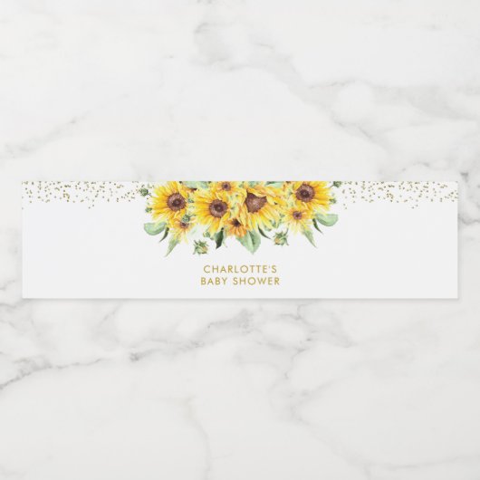 Zonnebloem is op de weg Baby showers waterfles Waterfles Etiket (Enkel label)