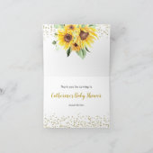 Zonnebloem is op weg Baby shower Dank u Kaart (Binnen)