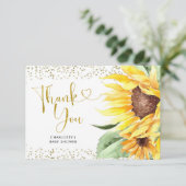 Zonnebloem is op weg Baby shower Dank u Kaart (Staand voorkant)