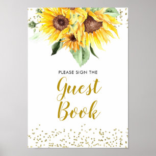 Zonnebloem is op weg Baby shower Gastenboek Poster