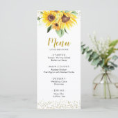 Zonnebloem is op weg Baby shower Menu (Staand voorkant)