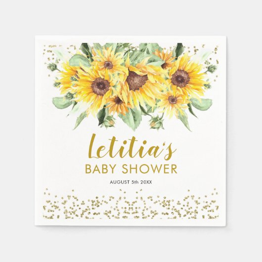 Zonnebloem is op weg Baby shower Papier Servet (Voorkant)