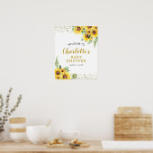 Zonnebloem is op weg Baby shower Welkomstbord Poster (Keuken)