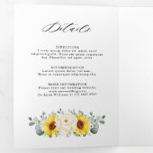 Zonnebloem Ivoor pioen Bloemen QR Code Huwelijk Drieluik Aankondiging (Binnenzijde eerst)