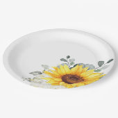 Zonnebloem Ivoor Pioen Bloemige Eucalyptus Bruilof Papieren Bordje (Gekanteld)