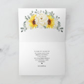 Zonnebloem Ivory Peony Eucalyptus Vrijgezellenfees Bedankkaart (Binnen)