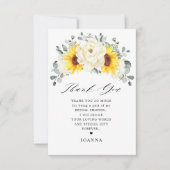 Zonnebloem Ivory Peony Eucalyptus Vrijgezellenfees Bedankkaart (Voorkant)