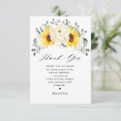 Zonnebloem Ivory Peony Eucalyptus Vrijgezellenfees Bedankkaart (Staand voorkant)