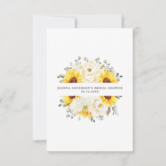 Zonnebloem Ivory Peony Eucalyptus Vrijgezellenfees Bedankkaart (Achterkant)