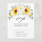 Zonnebloem Ivory Peony Eucalyptus Weddenschap RSVP Briefkaart (Voorkant)