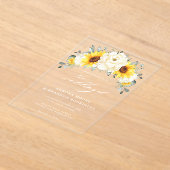 Zonnebloem Ivory Peony Floral Eucalyptus Weddensch Acryl Uitnodigingen (Laagn)