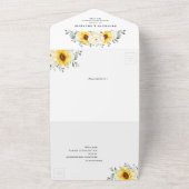 Zonnebloem Ivory Peony Floral Eucalyptus Weddensch All In One Uitnodiging (Buitenkant)