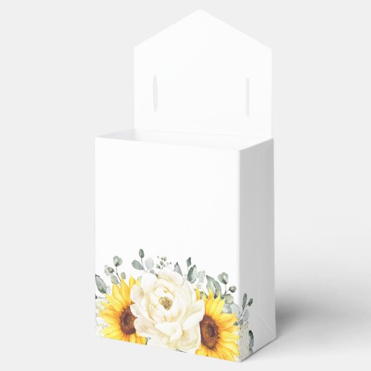 Zonnebloem Ivory Peony Floral Eucalyptus Weddensch Bedankdoosjes (Geopend)