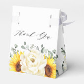 Zonnebloem Ivory Peony Floral Eucalyptus Weddensch Bedankdoosjes (Achterkant)