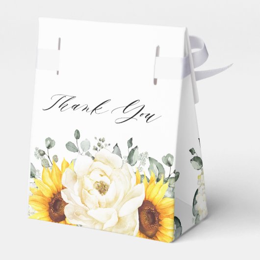 Zonnebloem Ivory Peony Floral Eucalyptus Weddensch Bedankdoosjes (Achterkant)