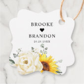 Zonnebloem Ivory Peony Floral Eucalyptus Weddensch Bedankjes Labels (Achterkant)