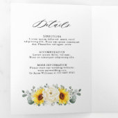 Zonnebloem Ivory Peony Floral Eucalyptus Weddensch Drieluik Aankondiging (Binnenzijde eerst)