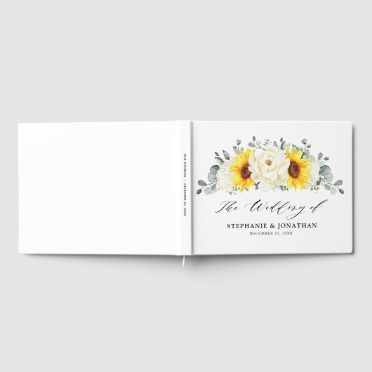 Zonnebloem Ivory Peony Floral Eucalyptus Weddensch Gastenboek (Volledig)