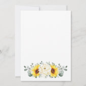Zonnebloem Ivory Peony Floral Eucalyptus Weddensch Kaart (Achterkant)