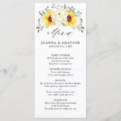 Zonnebloem Ivory Peony Floral Eucalyptus Weddensch Menu (Voorkant)