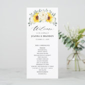 Zonnebloem Ivory Peony Floral Eucalyptus Weddensch Programmakaart (Staand voorkant)