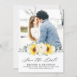 Zonnebloem Ivory Peony Floral Eucalyptus Weddensch Save The Date