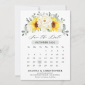 Zonnebloem Ivory Peony Floral Eucalyptus Weddensch Save The Date (Voorkant)