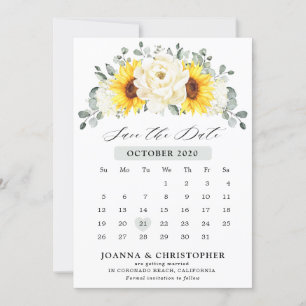 Zonnebloem Ivory Peony Floral Eucalyptus Weddensch Save The Date