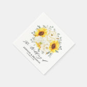 Zonnebloem Ivory Peony Floral Eucalyptus Weddensch Servet (Hoek)