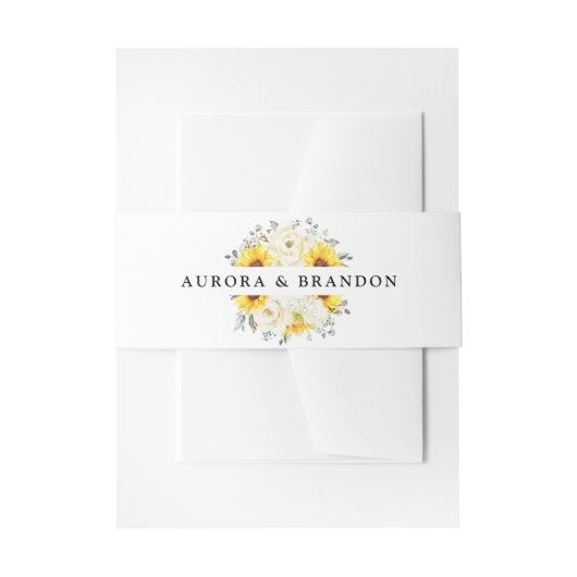 Zonnebloem Ivory Peony Floral Eucalyptus Weddensch Uitnodigingen Wikkel (Voorkant Voorbeeld)