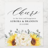 Zonnebloem Ivory Peony Floral Eucalyptus Weddensch Wijn Etiket (Enkel label)