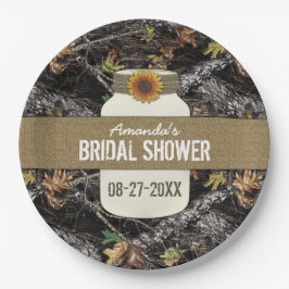 Zonnebloem + Jacht Camo Party Borden voor Douches Papieren Bordje